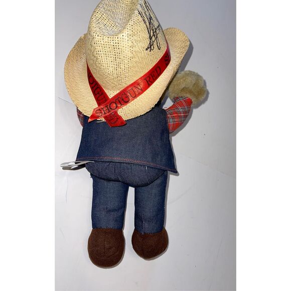 Shotgun Red Steve Hall Autographed Stuffed Animal Plush Hee Haw Denim Plaid Hat - Picture 4 of 6